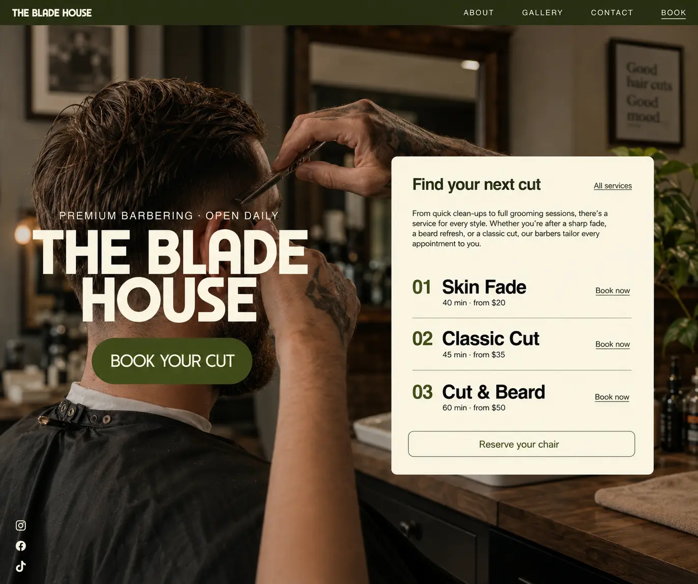 Barber studio Beauty website template by Margick