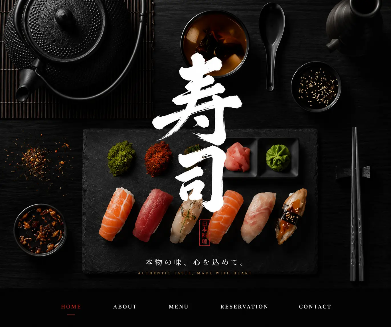 Sushi house Restaurant website template by Margick