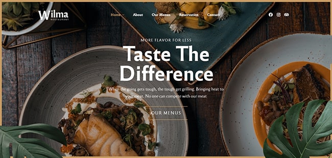 Fine dining restaurant website template by Margick