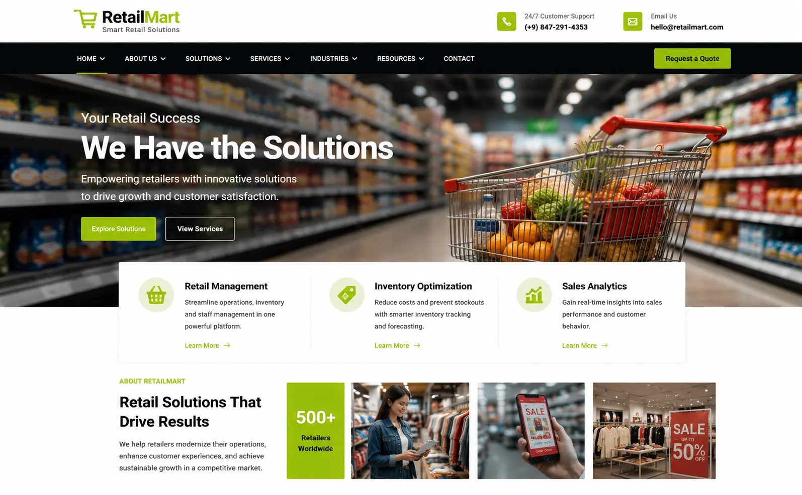Retail store website built with Margick